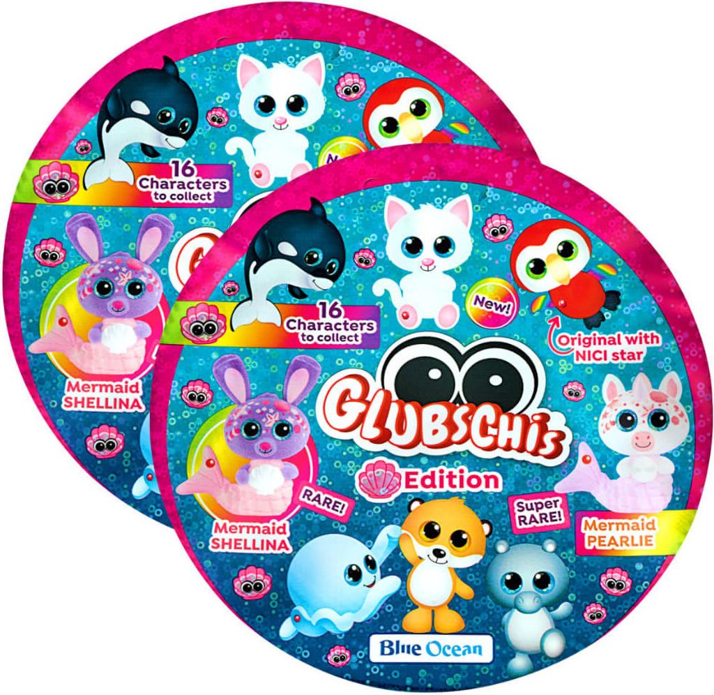 Blue Ocean Glubschis Sammelfiguren Muschel Serie 4 - Glubschi Glitzer Figur - 2 Tüten