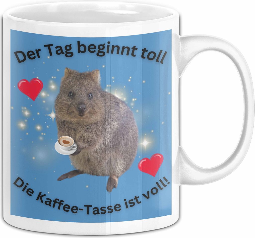 Meme Tasse Geschenk Lustiger Becher Der Tag Beginnt Toll Die Kaffee-Tasse Ist Voll (Weiß)