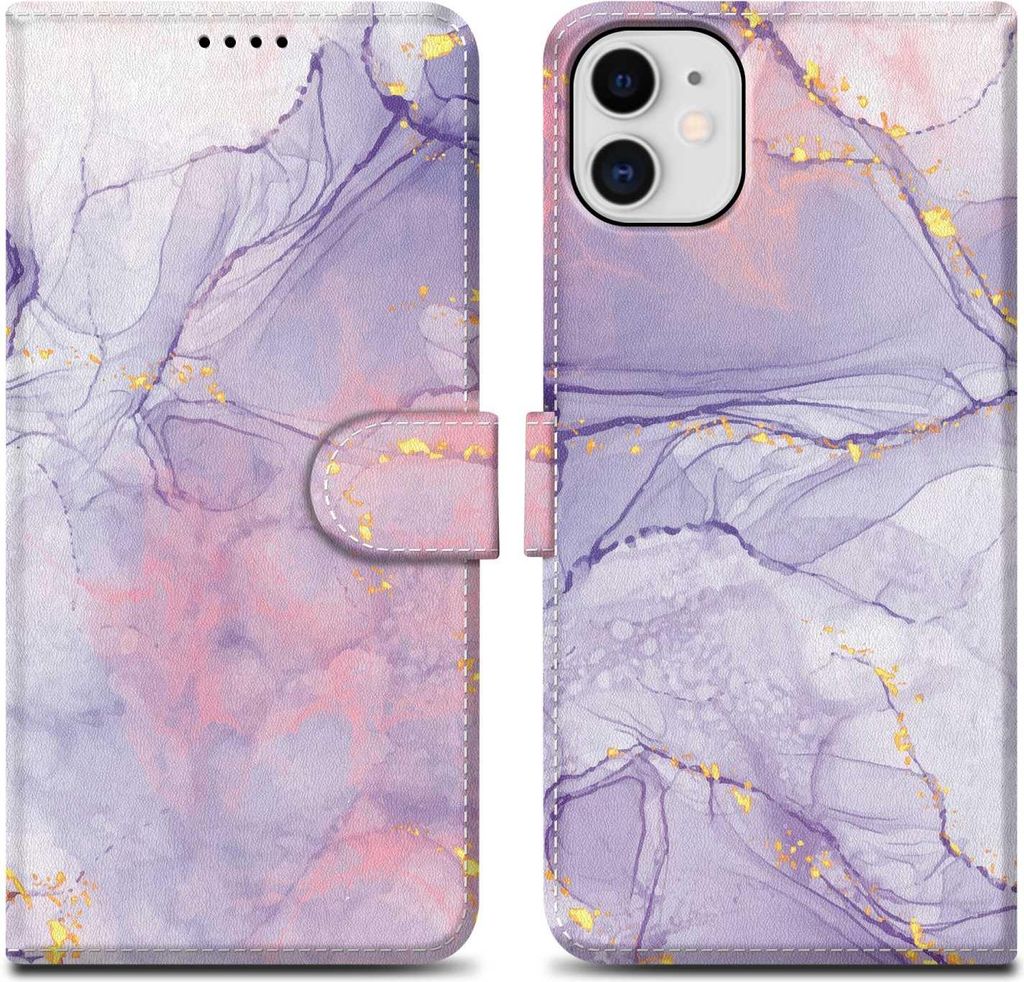 Cadorabo Schutzhülle für Apple iPhone 11 Hülle Design Lila Handyhülle Schutzhülle Etui Magnetisch Case Cover