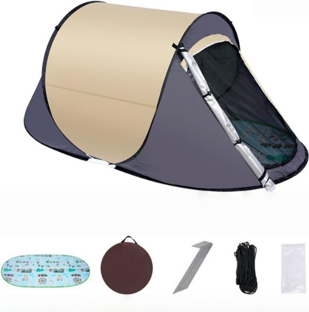 Automatik-Schnellaufbauzelt 190T Silberbeschichtung UV-Schutz wasserdicht 1-2 Personen Campingzelt