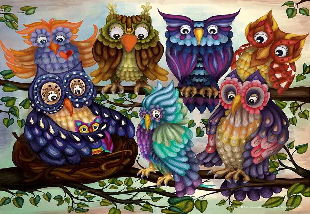 Puzzle en carton D-Toys 240 pièces - Design Chouettes multicolores