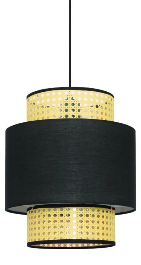 Lustre Suspension Design en Rotin Noir NISYROS D30 pour Salon et Séjour