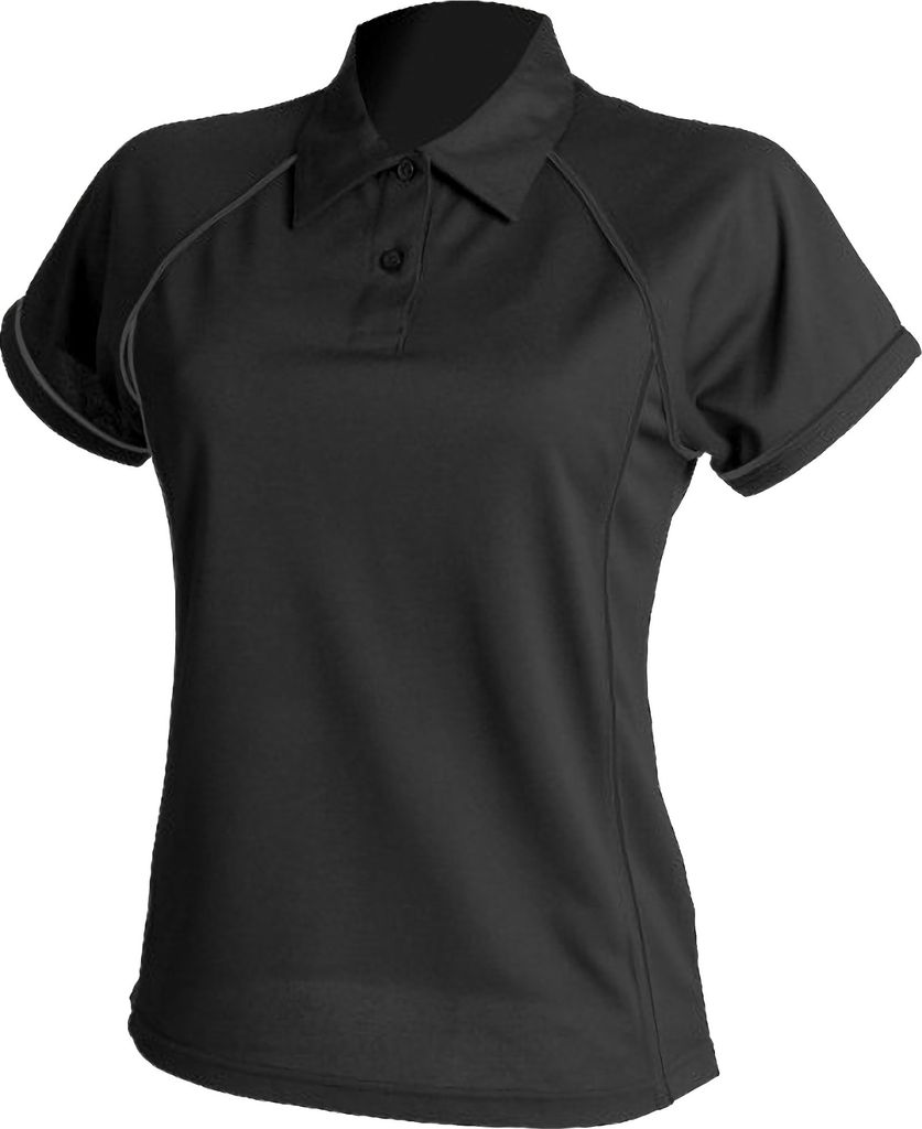 Finden & Hales Damen Sport Polo Shirt Coolplus RW428 (S) (Schwarz/Schwarz)
