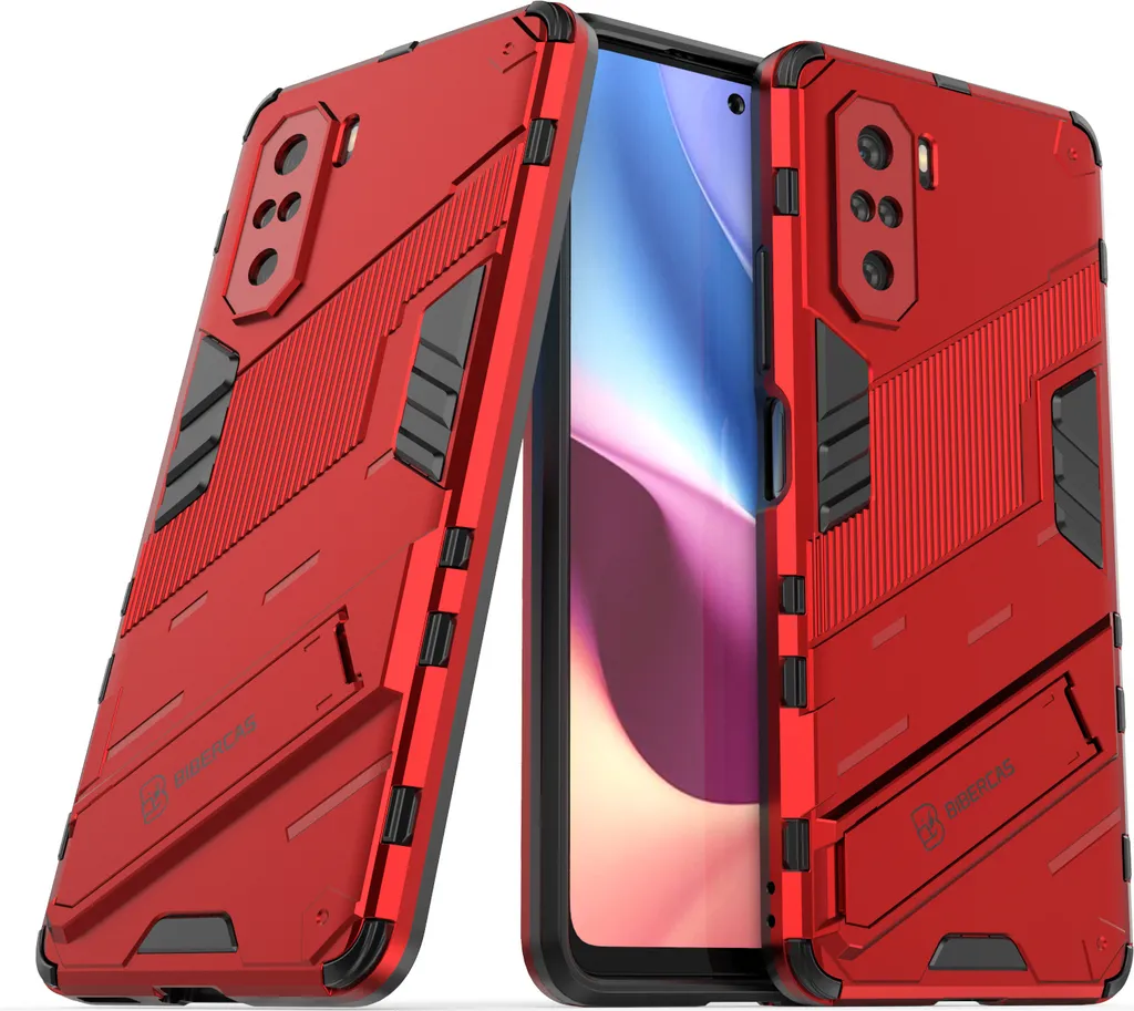 Cover Armor COMAKU Per Xiaomi Poco M5 4G | Custodia TPU+PC Antiurdo Con Anello Supporto E Supporto Magnetico - Rosso - 5