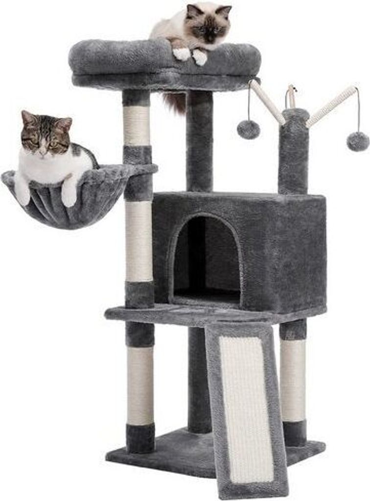 MQ Katzenbaum 178 Cm, Groß, Mit Wohnhöhlen, Hängematte, Korb & Sisalstangen – Für Bis Zu 8 Katzen