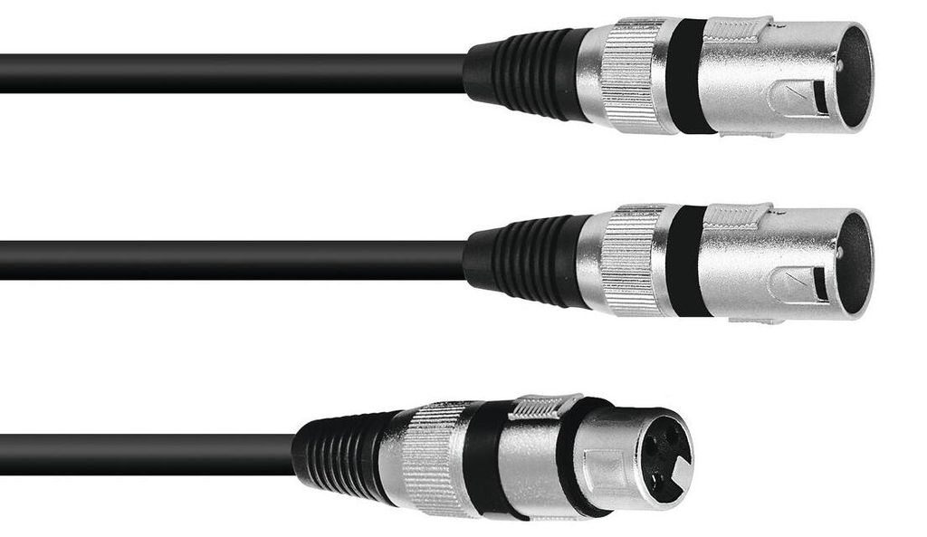 Kabel XFMM-30, XLR(vrouwelijk) / 2x XLR(mannelijk), 3 meter Productafbeelding 