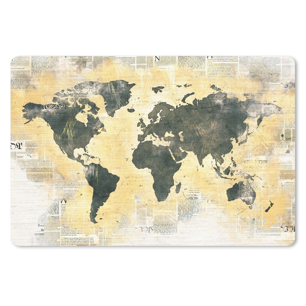 MuchoWow® Mauspad Mousepad Weltkarte - Zeitung - Gold 27x18 Produktbild 