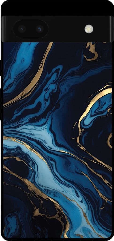 Smartphonica Handytasche für Google Pixel 6 Pro mit Marmordruck - TPU Rückseite Abdeckung Fall Marmor Design - Gold Blau