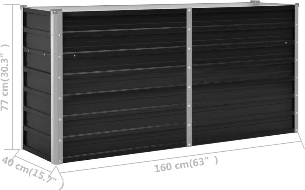 vidaXL Záhradný zvýšený záhon antracit 160 x 40 x 77 cm Obrázok produktu 2