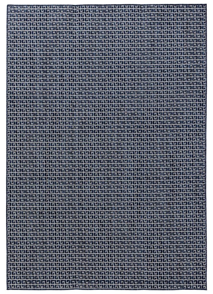 In- & Outdoor-Teppich Lou Blau 200x300 cm Wohnzimmer Rechteckig Muster Modern Kurzflor benuta Skandinavisch