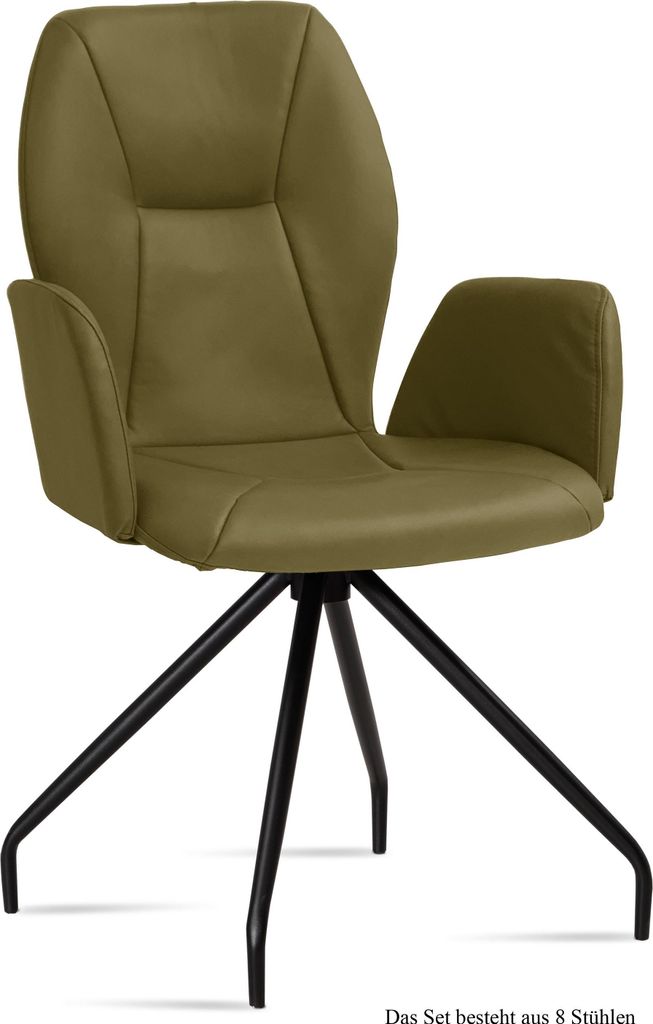 Armlehnstuhl (8er-Set) Dionis 58x92x60 Schwarz/Olivgrün