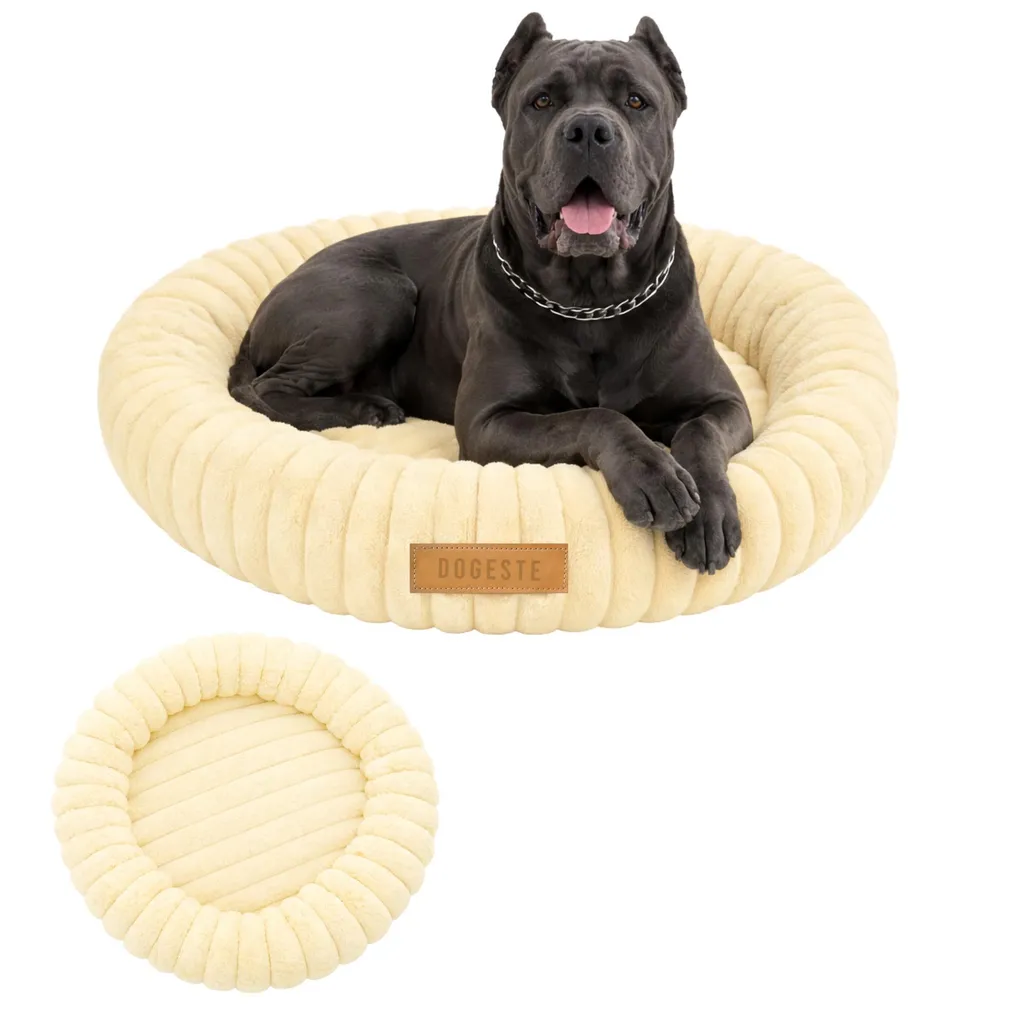 Dogeste Donut cuccia per cane 90 cm rotonda, cuscino morbido e soffice, lavabile, fondo antiscivolo