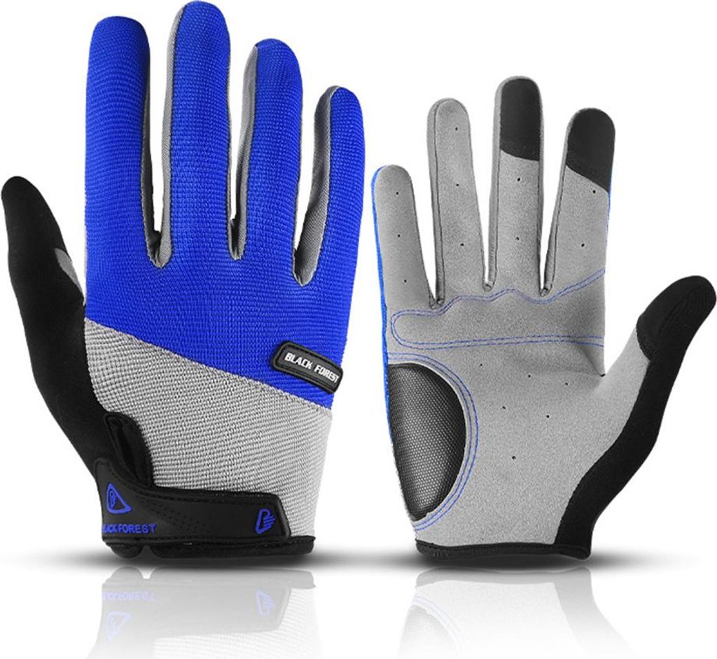 Mountainbike-Handschuhe für Männer und Frauen, mit SBR-Pad, Touchscreen, Knöchelschutz, Motocross-Handschuhe (blau-schwarz)