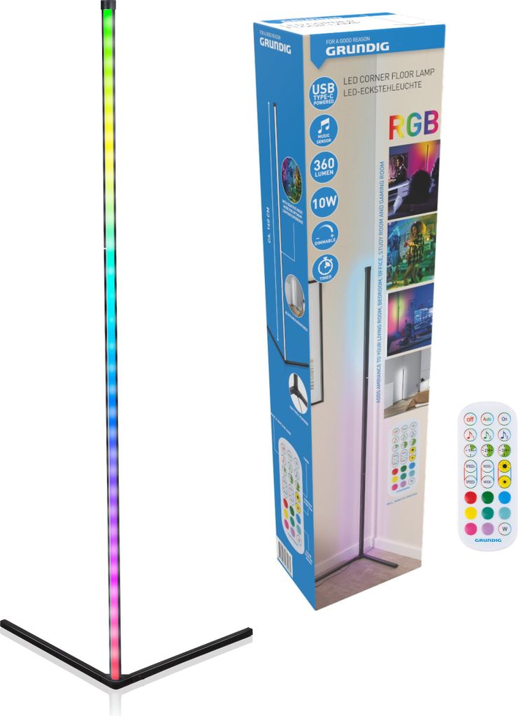 Grundig LED Stehlampe – RGB Stehlampe 140cm – LED Produktbild 