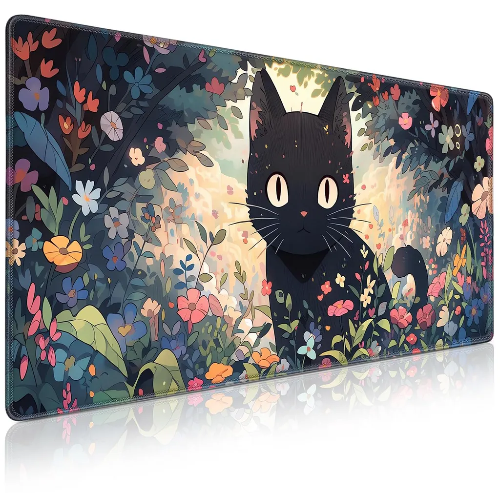 Sous-main de bureau géant motif chat - Grand tapis de souris gamer XXL
