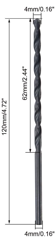 2 Stš¹ck HSS Spiralbohrer mit Gerade Schaft zum Verl?ngern Voll Geschliffene Schwarzoxid 4 mm Bohrdurchm. 120 mm Gesamtl?nge 62 mm Bohrerl?nge