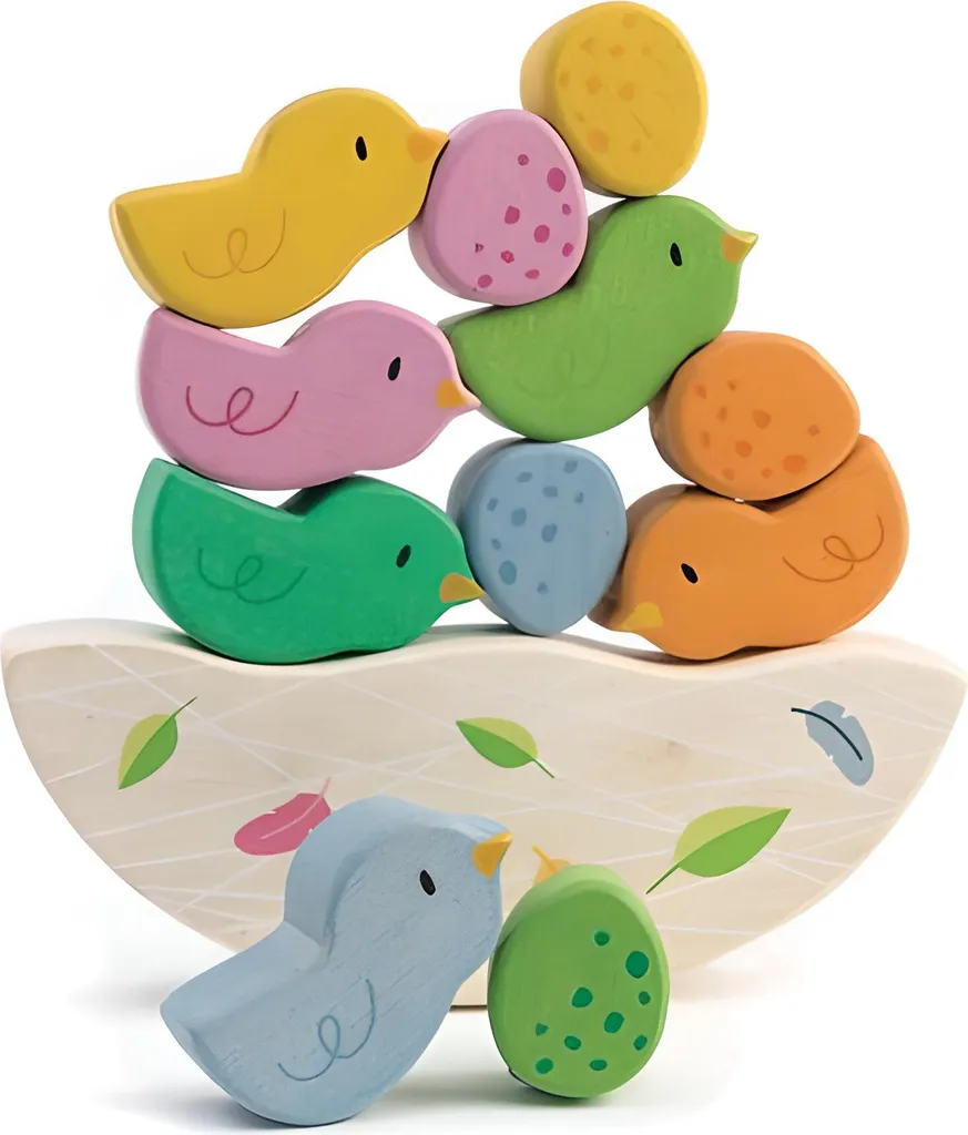Jeu d'équilibre oiseaux Tenderleaf en bois hévéa, design écologique