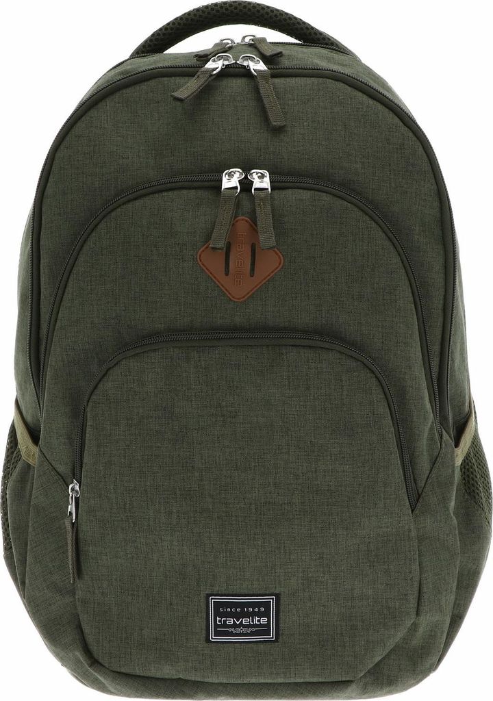 travelite Freizeitrucksack Rucksack mit Laptopfach Basic Melange Backpack 22L Uni Olive olivgrün