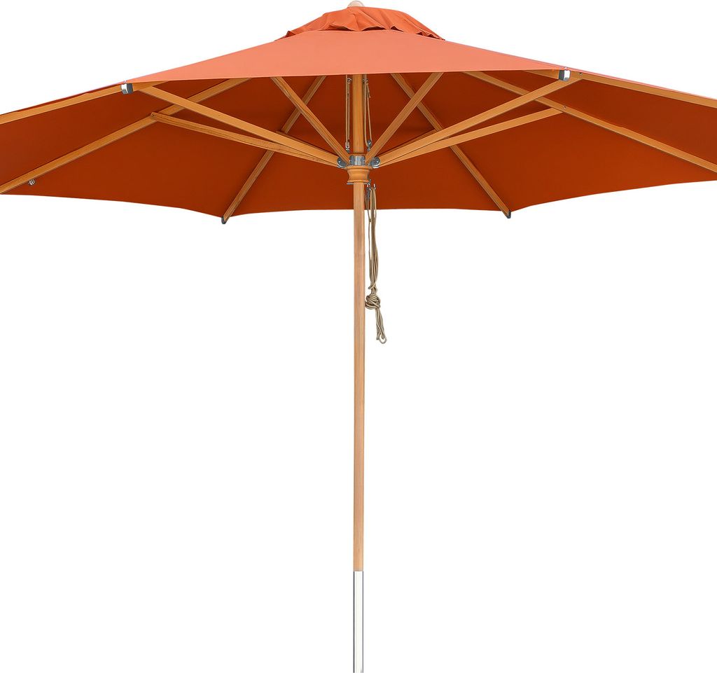 anndora Sonnenschirm - Terracotta Rot - Sonnenschirm 4m rund terrakotta Buchenholz - Stoff Olefin einfarbig - Stamm einteilig - Streben entnehmbar