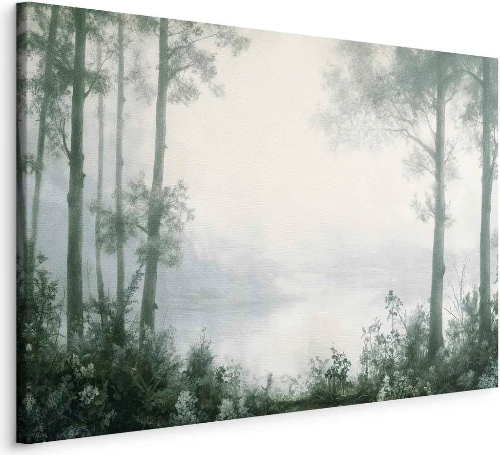 Emozioni su Tela: Paesaggio Retrò Verde con Laghetto 120x80 Mod. c-H-10025-b-a