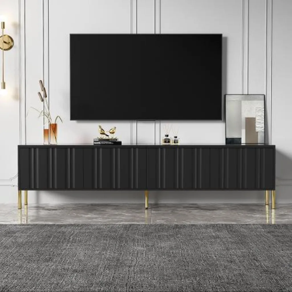 Meuble TV Anti-Bruit 190 cm : Rangement Discret et Fermeture Silencieuse