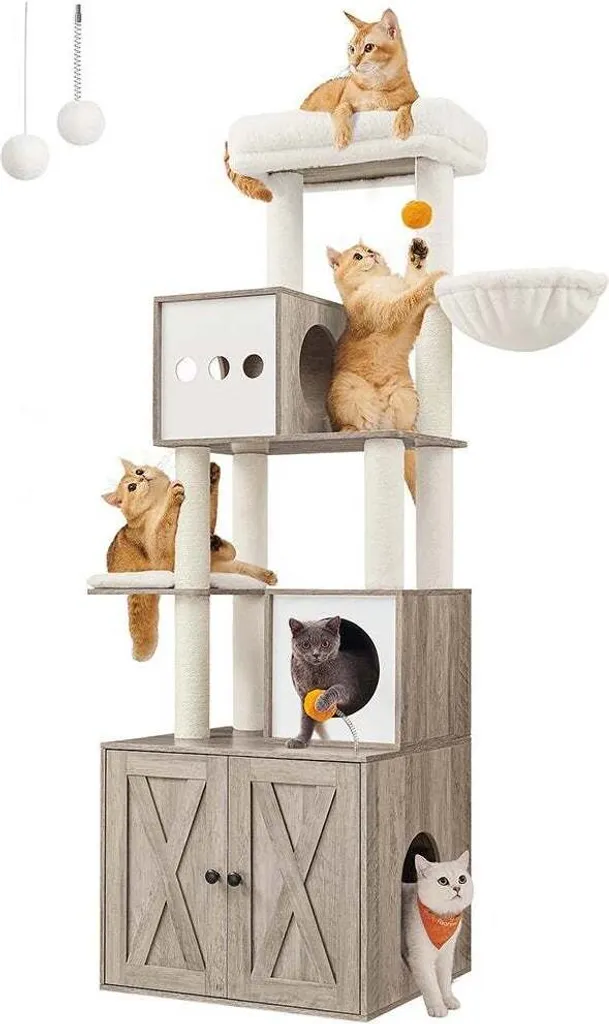 Arbre à Chat Robuste Rootz 185cm - Poteau Sisal et Finition Peluche XXL