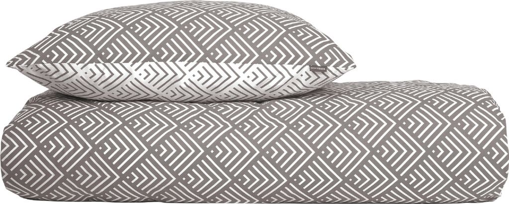 Schiesser Bettwäscheset Mabel | 2-teilig | Grafikprint | Renforcé | 100 % Baumwolle | Reißverschluss | 155x220cm + 80x80cm | Taupe