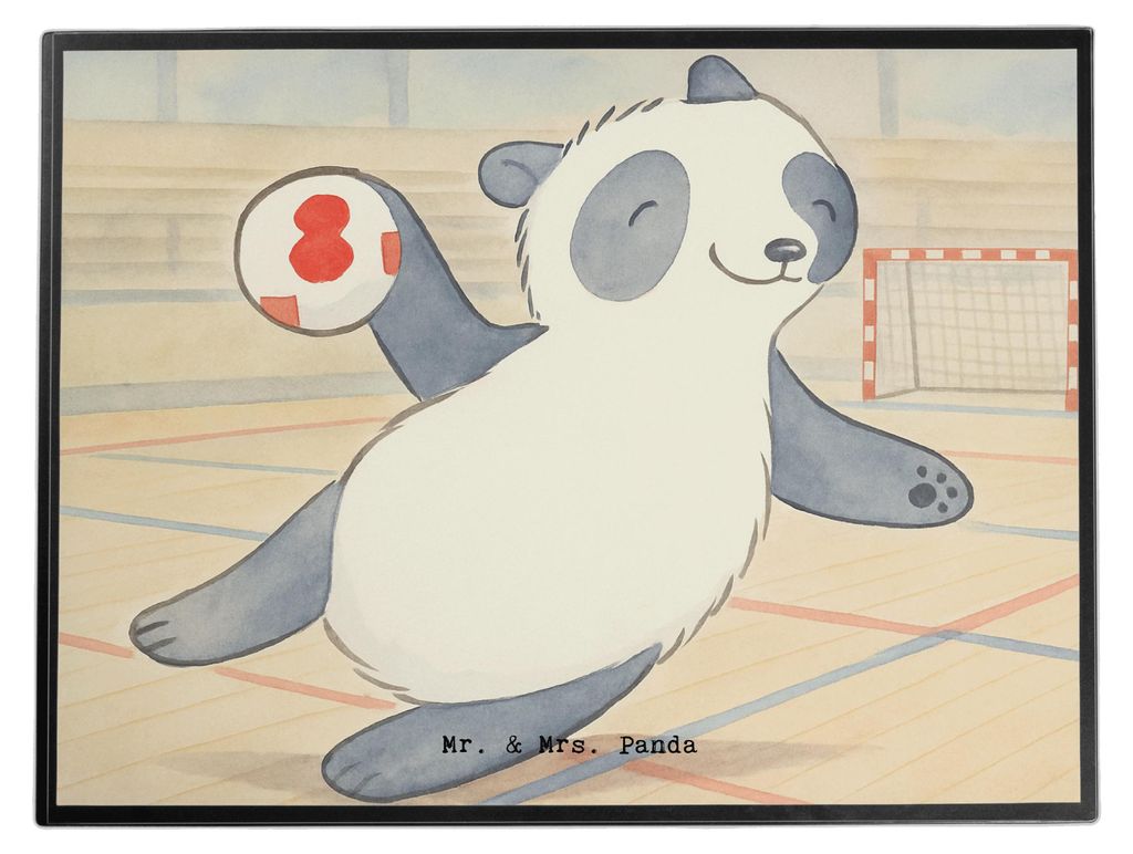 Mr. & Mrs. Panda schreibtischunterlage Panda Handball spielen Design - Weiß - Geschenk, schreibtischunterlagen, Schreibunterlage, bastelmatte, Ver...