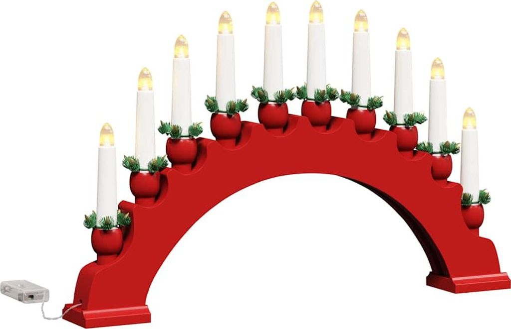 Weihnachtskerzenbogen mit 10 LED Kerzen Rot 47 x 5 x 29 cm