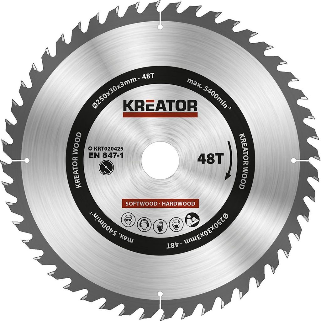 kreator Sägeblatt für Holz 250X30X3MM 48T KRT020425 Produktbild 