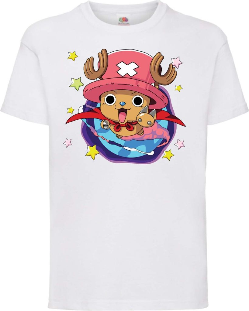 Kinder T-Shirt One Manga Piece Anime Tony Tony Chopper, 7-8 Jahr - 128 / Weiß