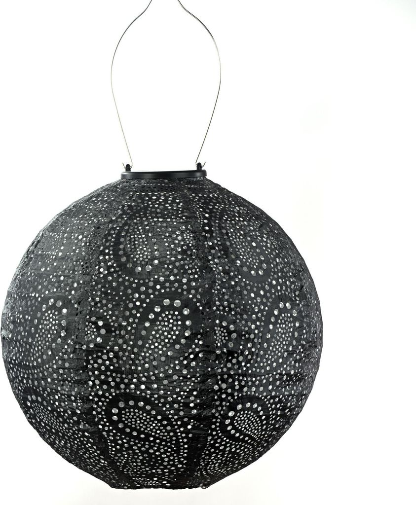 LUMIZ Lampion Solarlampe Round 30 Paisley Dark Grey dunkelgrau Ø 30 cm - Tyvek