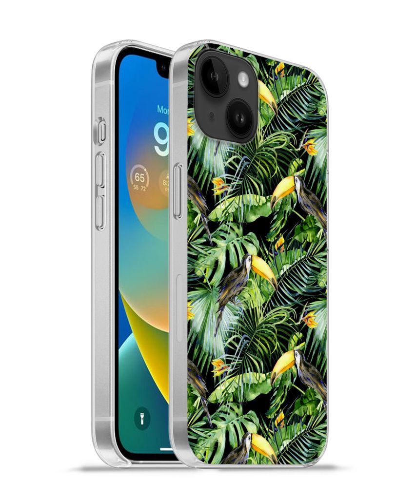 MuchoWow Handyhülle Schutzhülle Hülle für Apple iPhone 14 Plus - Soft case Tukan - Muster - Pflanzen Silikon Softcase Handy Hülle - Abbildung
