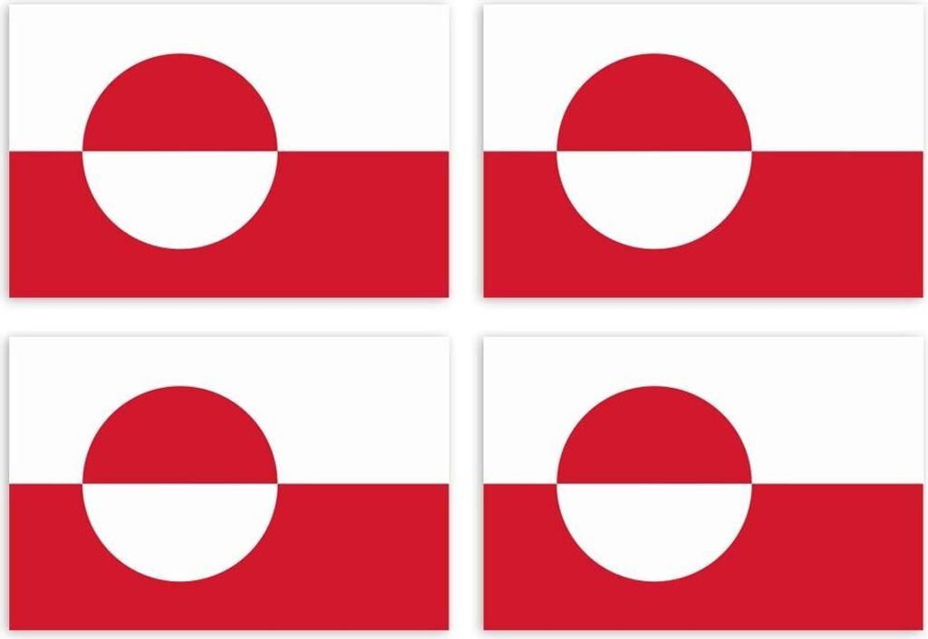 Kiwistar Aufkleber 4-er Set 4,5 x 3 cm Dänemark - Grönland - Land Staat Autoaufkleber Flagge Länder Wappen Fahne Sticker Kennzeichen - Auto - Fa...