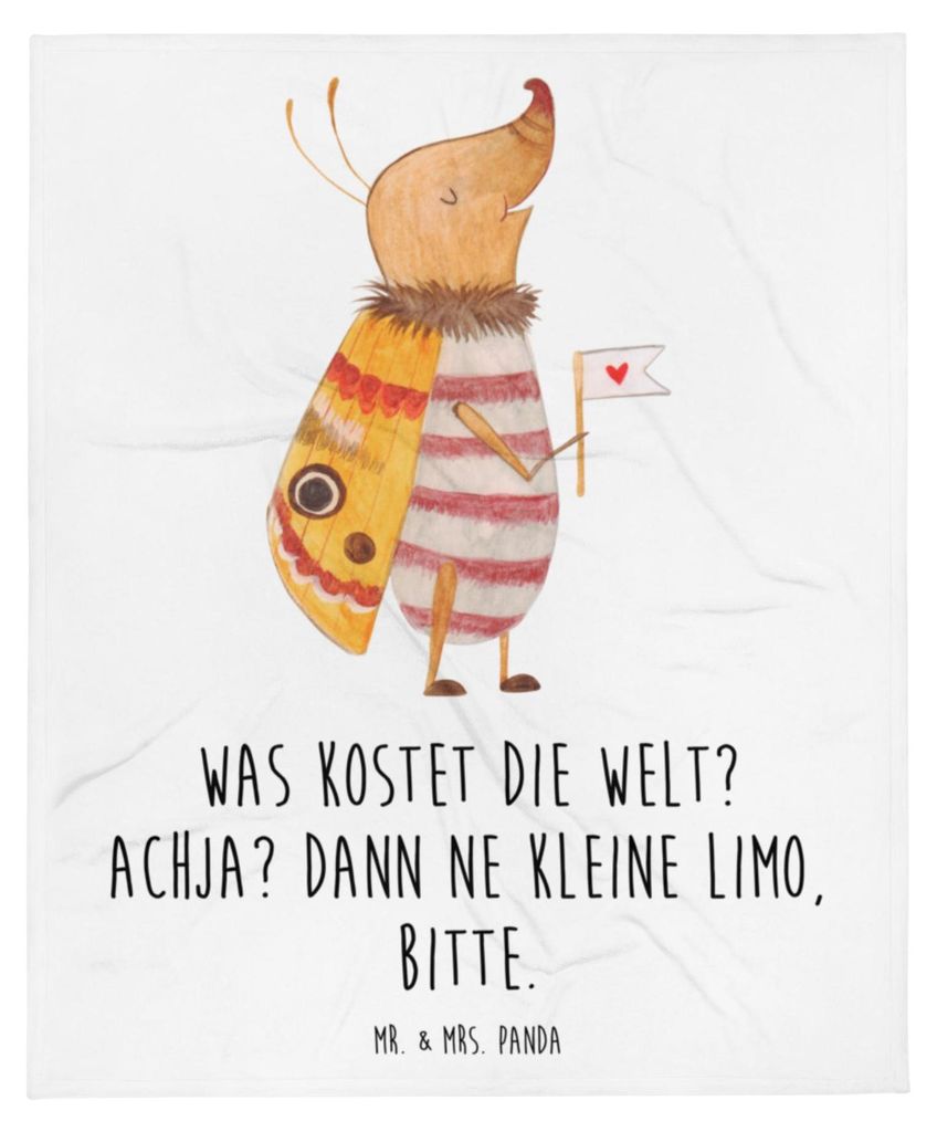 Mr. & Mrs. Panda Sofaüberwurf Nachtfalter Fähnchen - Weiß - Geschenk, Tagesdecke, Kuscheldecke, Süß, Spruch Witzig, Lustig, Käfer, Plaid, Dec...