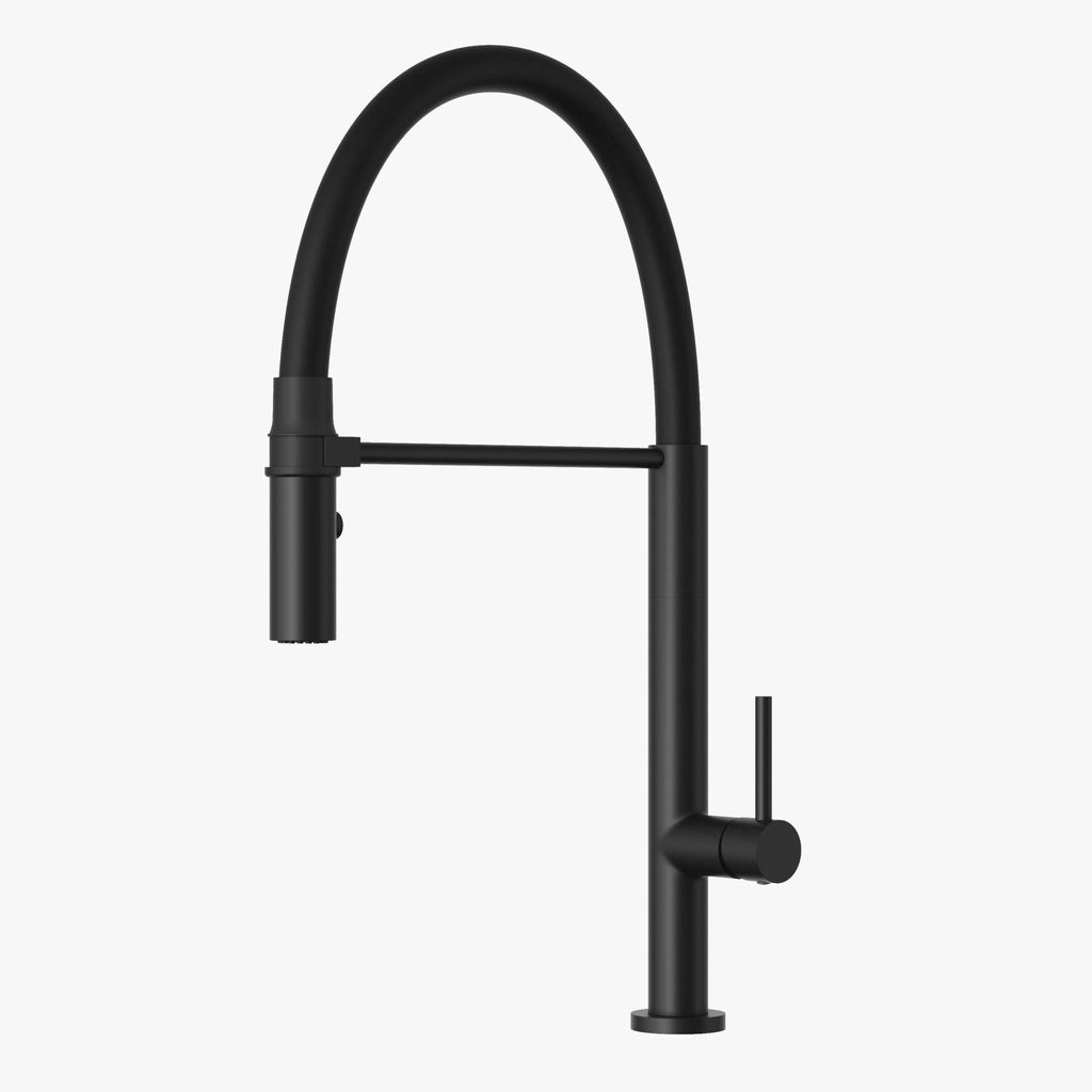 Granitan | Küchenarmatur - Hoch - Bogen - Magnethalter - Flexible - Schwarz - Wasserhahn Küchen - Keramikkopf - SCALA