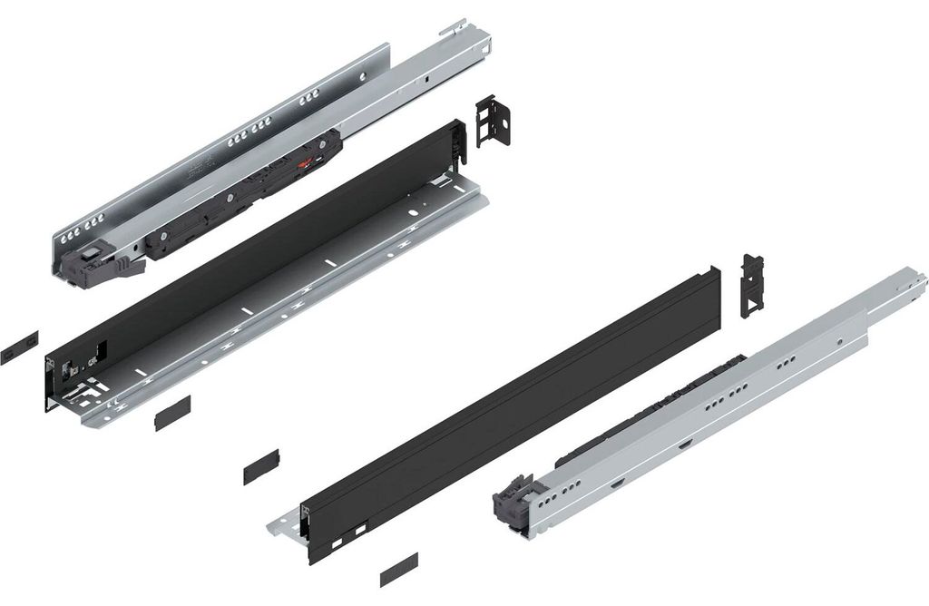 Blum Legrabox pure H N Schubladenschienen Set | 1 Paar 70kg 550mm | Tip On Vollauszug Carbonschwarz Set
