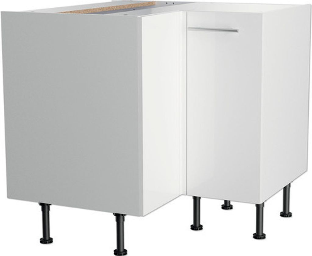 Optifit Eckunterschrank Rurik986 BxTxH 90 x 58,4 x 87 cm weiß glänzend zerlegt Anschlag reversibel KFRU UEL996-8+