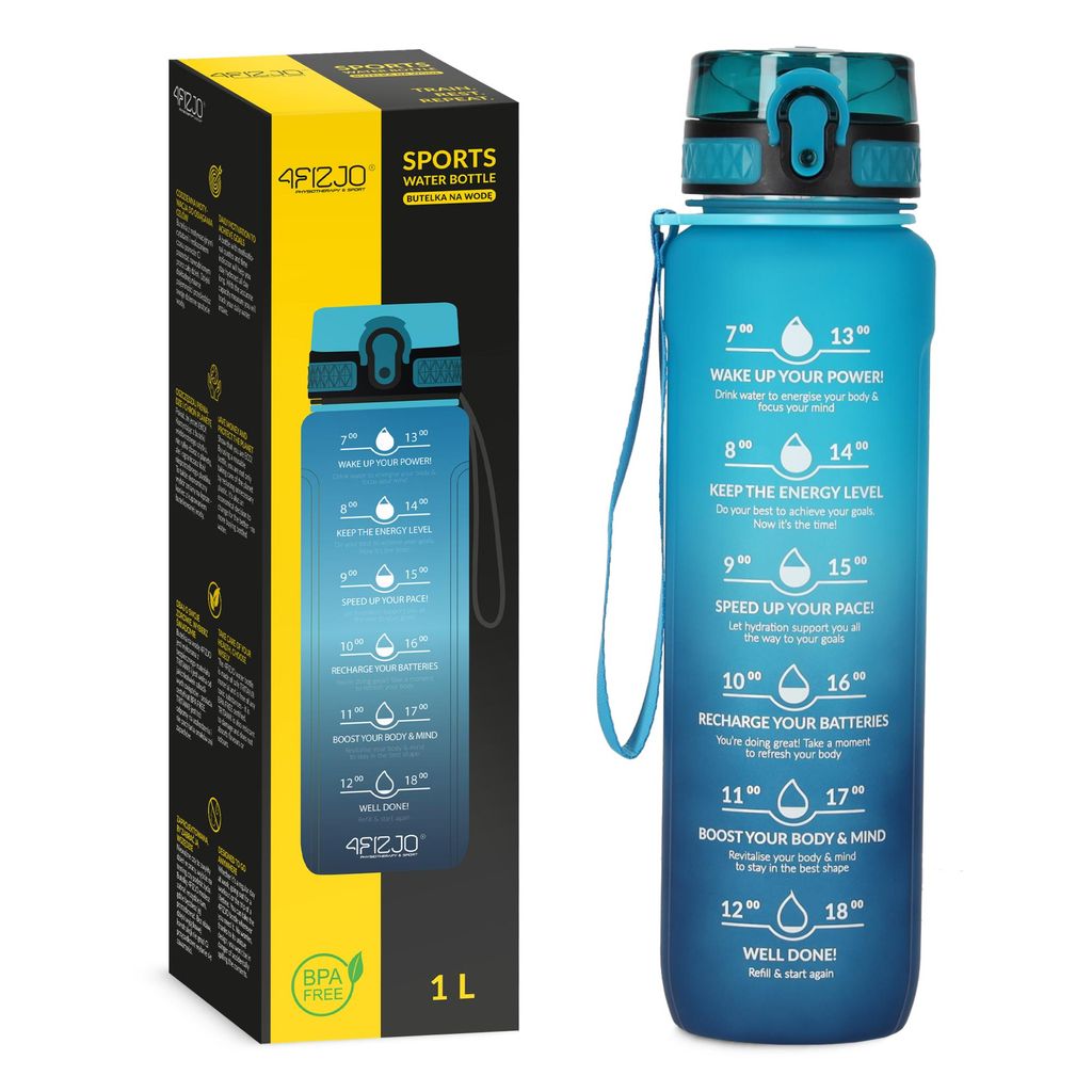 4FIZJO Sportovní láhev na pití 1000 ml, tritanová, modrá Obrázek produktu 