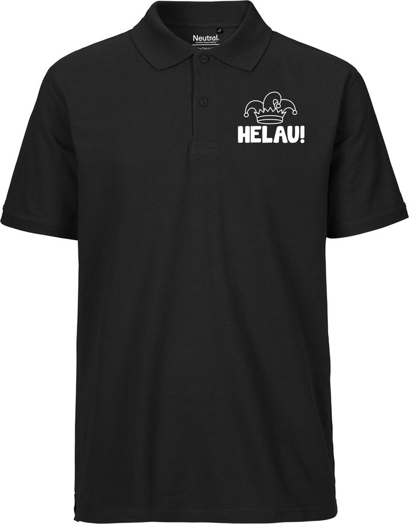Huuraa Herren Polo Shirt Helau Narrenkappe XXL Black Bio Baumwolle Fairtrade Poloshirt Geschenkidee