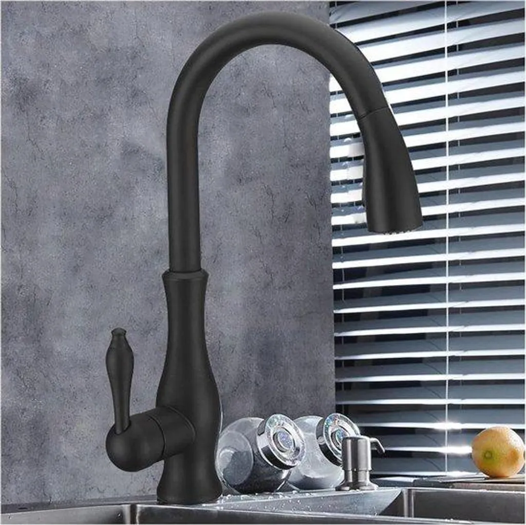 Robinetterie de cuisine pratique pour grand évier avec douchette