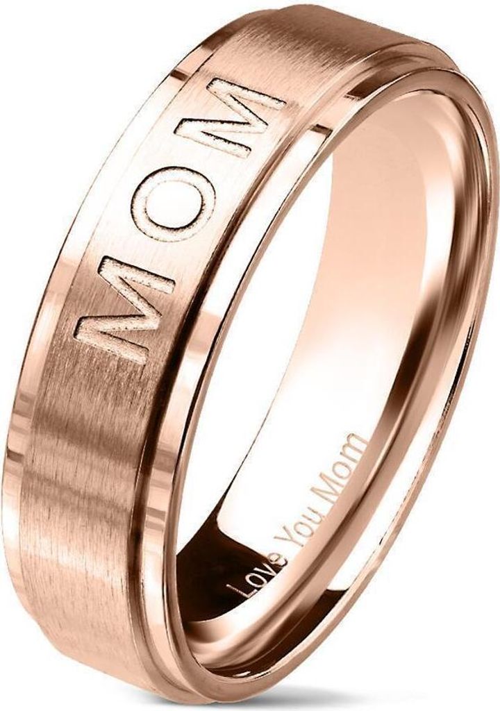 54 (17.2) Rosegold Ring MOM Mama aus Edelstahl Damen