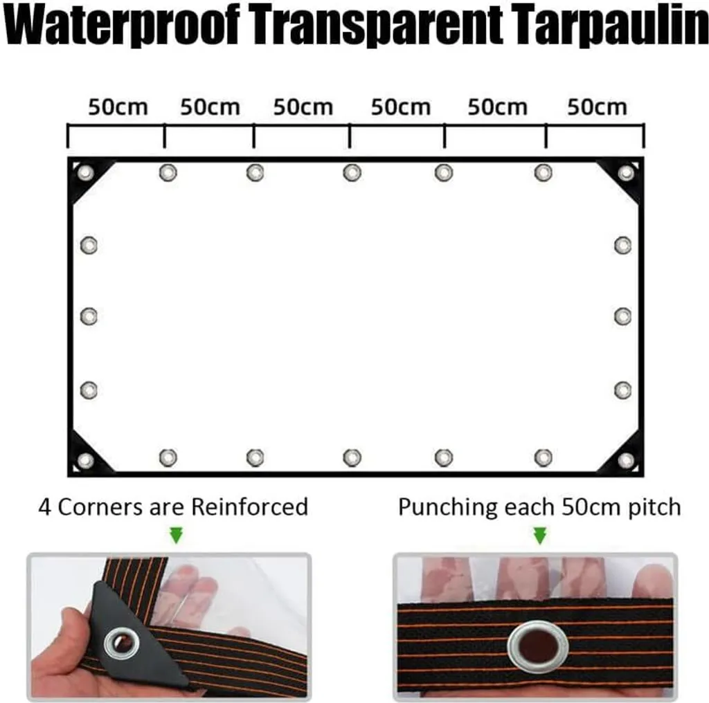 Bâche transparente étanche avec œillets 2mx4m pour jardin et balcon - 8