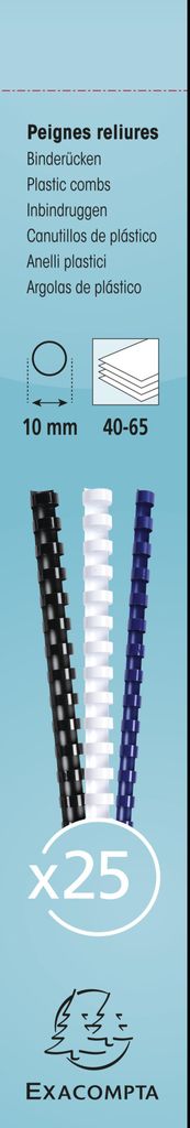 Exacompta 76301E Schachtel mit 25 Spiralen 10 mm aus PVC für die Bindung, für DIN A4 - Schwarz