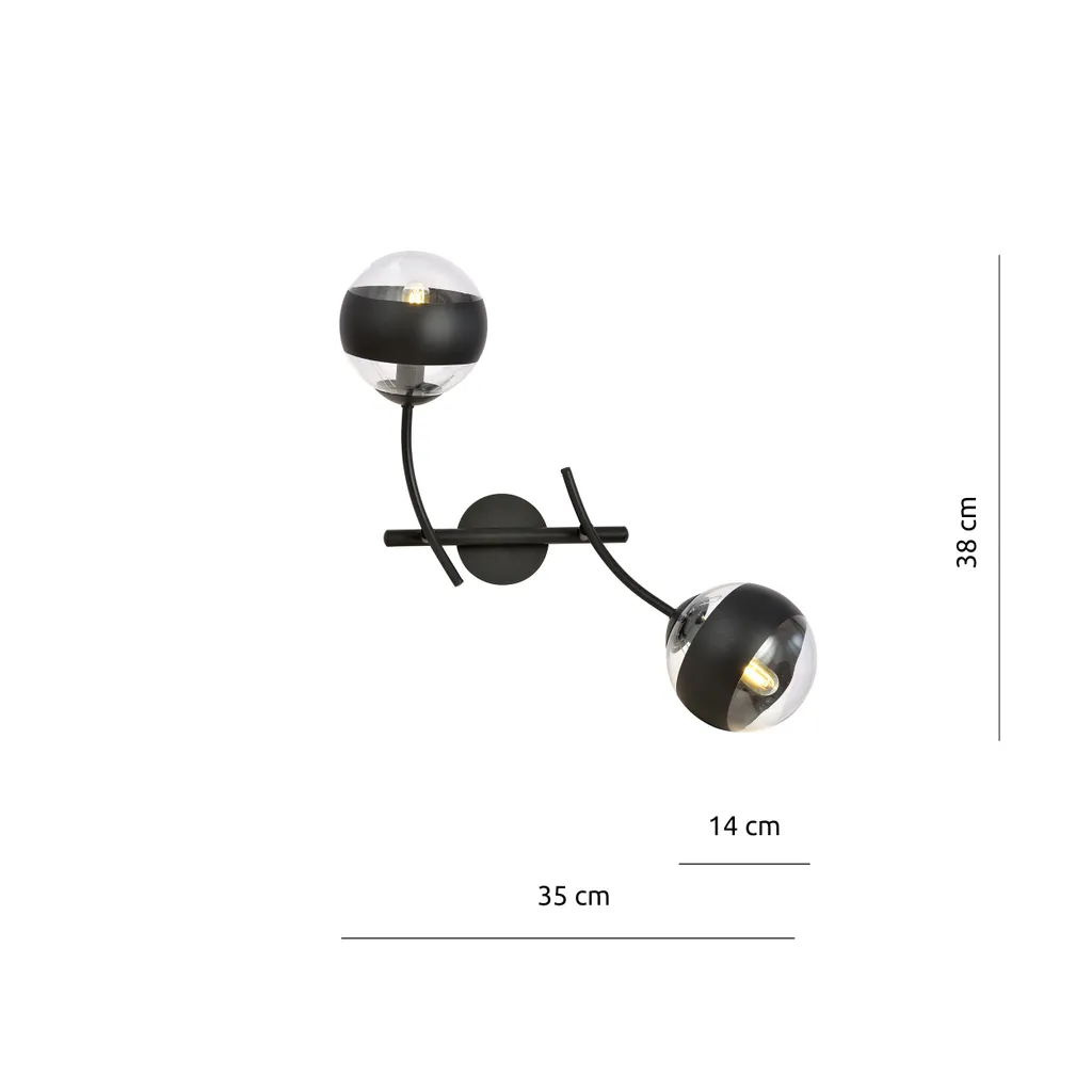 Applique Noire HUNTER K2 : Solution Éclairage Mural Double E14 40W - 3
