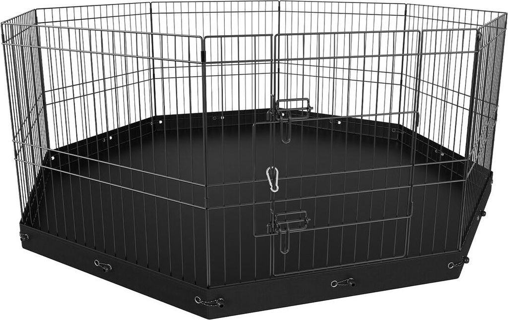 Hundespielplatz, 8-teiliger faltbarer Metall-Hundespielplatz mit Bodenpolster, 24" H Haustierzaun Welpenkäfig Zwinger mit Bodenverankerungen, Indo...