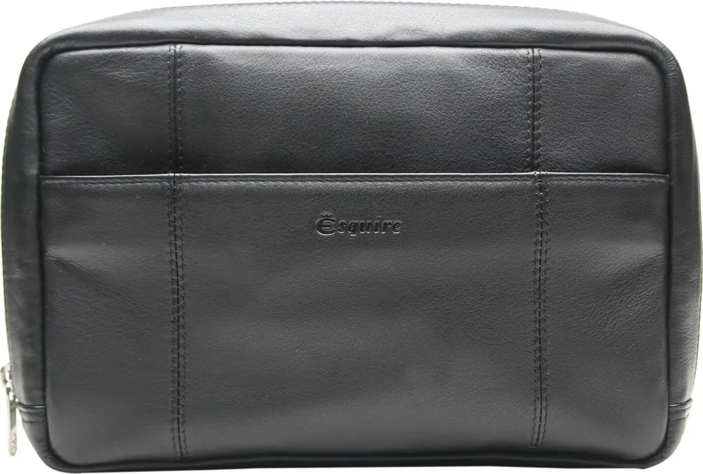 Esquire Cuir Noir : Sac Accessoire Spa avec Compartiments Spacieux 25cm