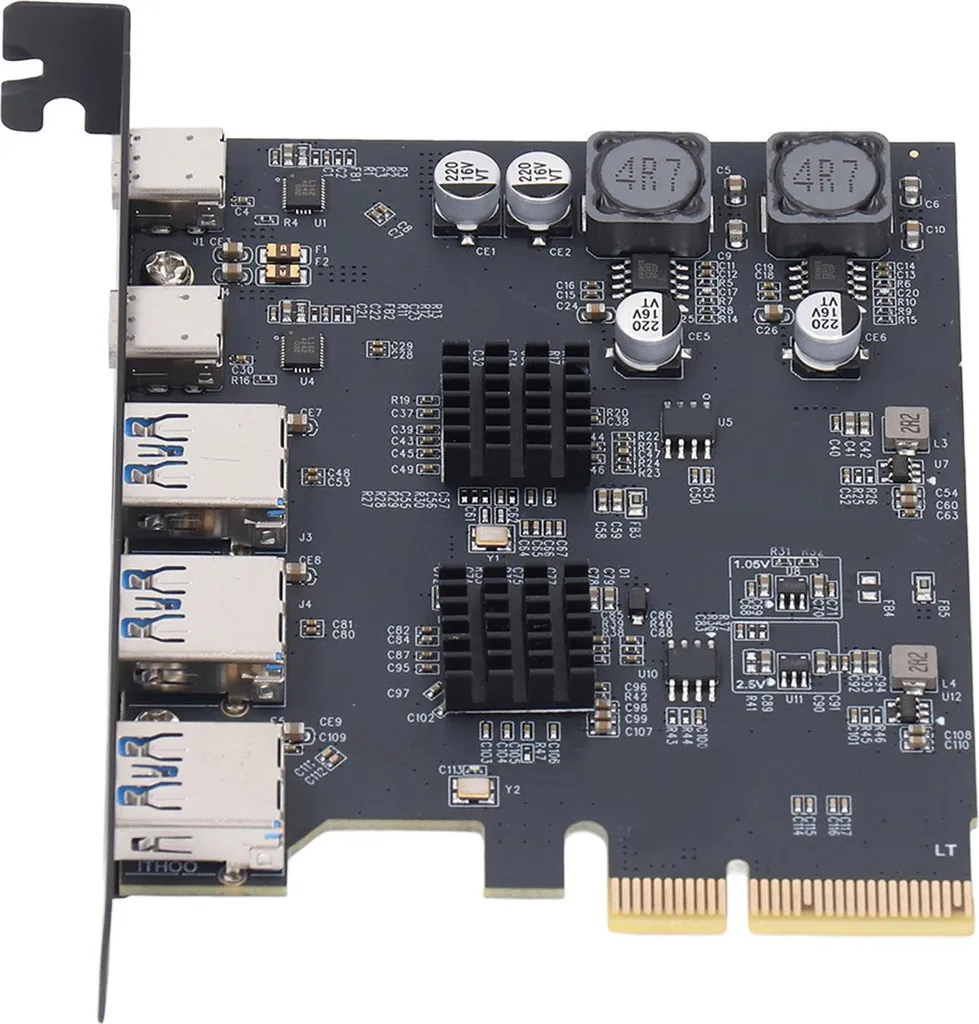 Carte USB 3.2 Gen2 10Gbps Stable Haute Vitesse PCIE 4X avec 5 Entrées