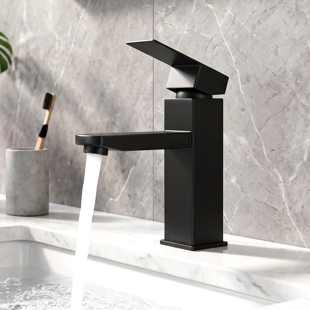 Schwarz Wasserhahn,Waschtischarmatur Design Einhebelmischer Produktbild 