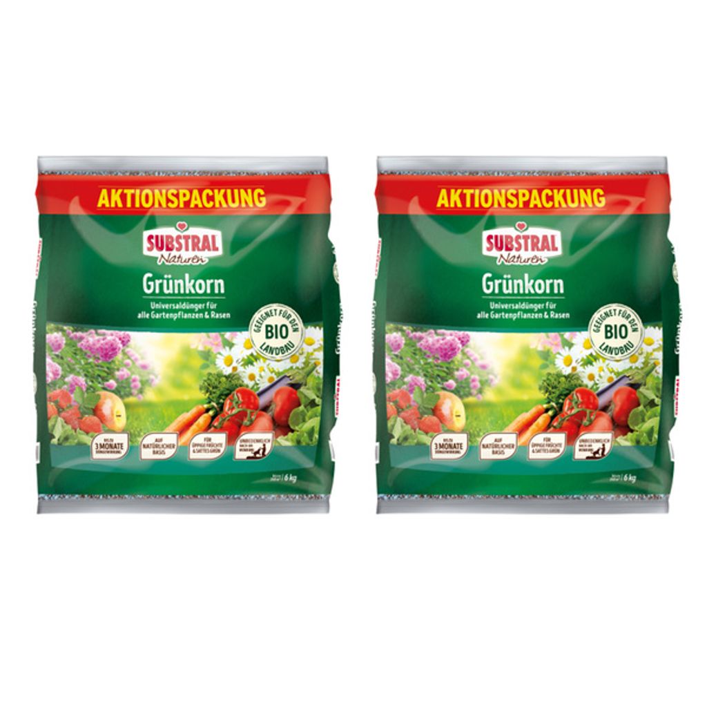 SUBSTRAL Grünkorn Langzeitdünger für Garten, Obst, Gemüse und Rasen 12 kg
